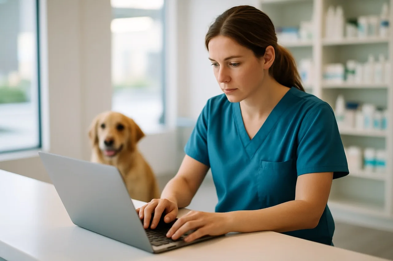 Veterinary team placing an order